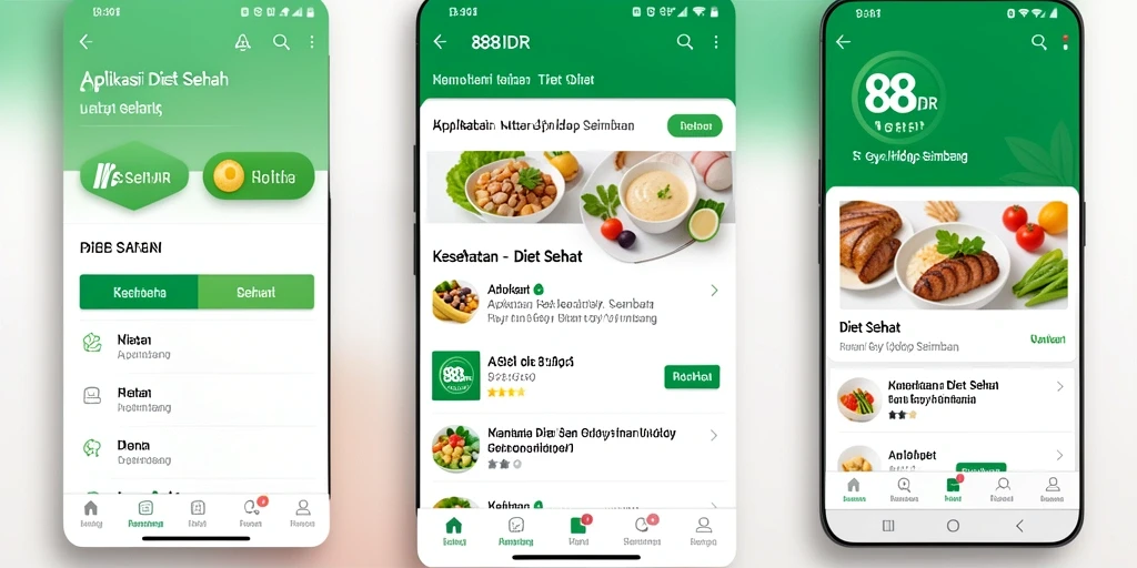 Tampilan antarmuka aplikasi 888IDR untuk Diet Sehat yang informatif.