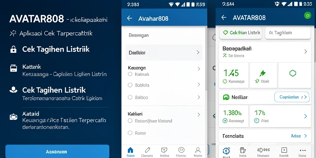 Tampilan antarmuka AVATAR808 untuk cek tagihan listrik yang mudah dipahami.