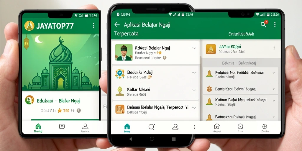 Antarmuka aplikasi JAYATOP77 yang ramah pengguna untuk Belajar Ngaji.