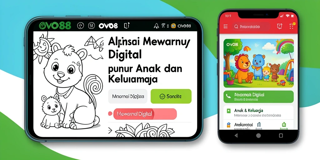Antarmuka aplikasi OVO88 untuk Mewarnai Digital yang interaktif.
