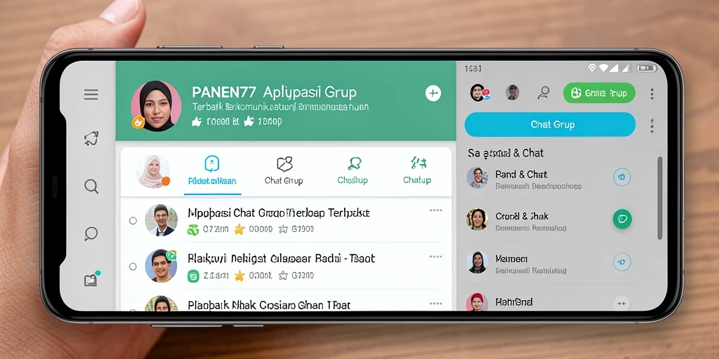 Tampilan antarmuka utama aplikasi Chat Grup PANEN77.