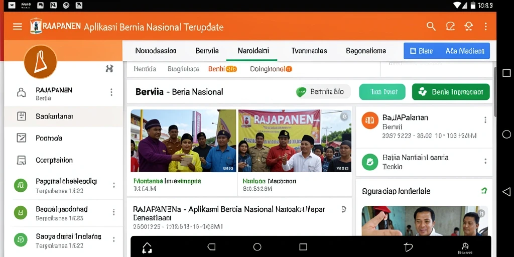 Tampilan antarmuka aplikasi RAJAPANEN dengan berbagai berita terbaru.